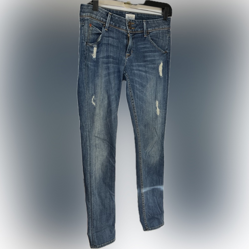 Hudson Collin Flap Skinny Jeans Mid-Rise Distressed Blue Denim Women Size 26
